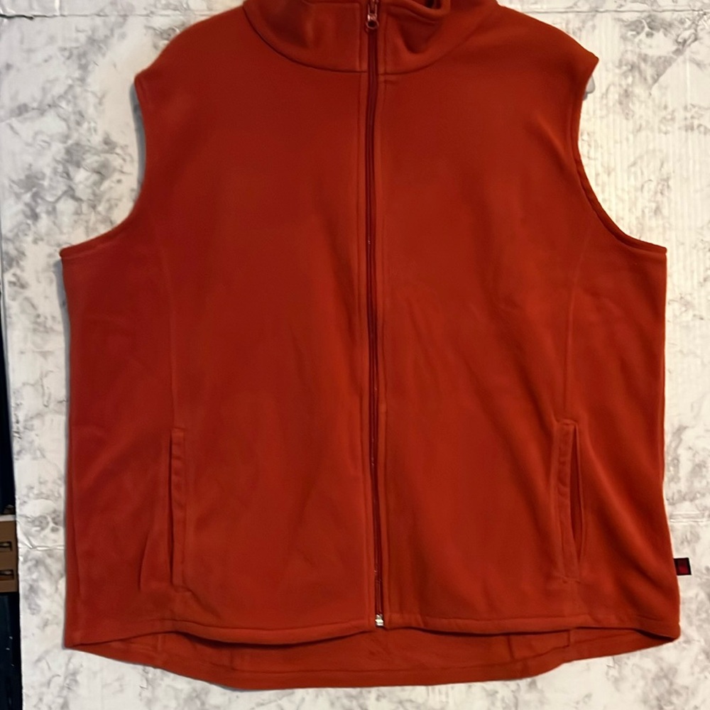 Women's Woolrich Vintage Fleece Vest‎ Size XL Rust/Orange Zip Up Firefly